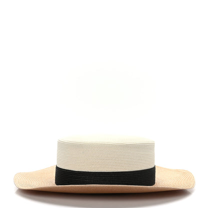 Gucci Straw Effect Fabric Wide Brim Hat With Bow XL White Black 5 of 8