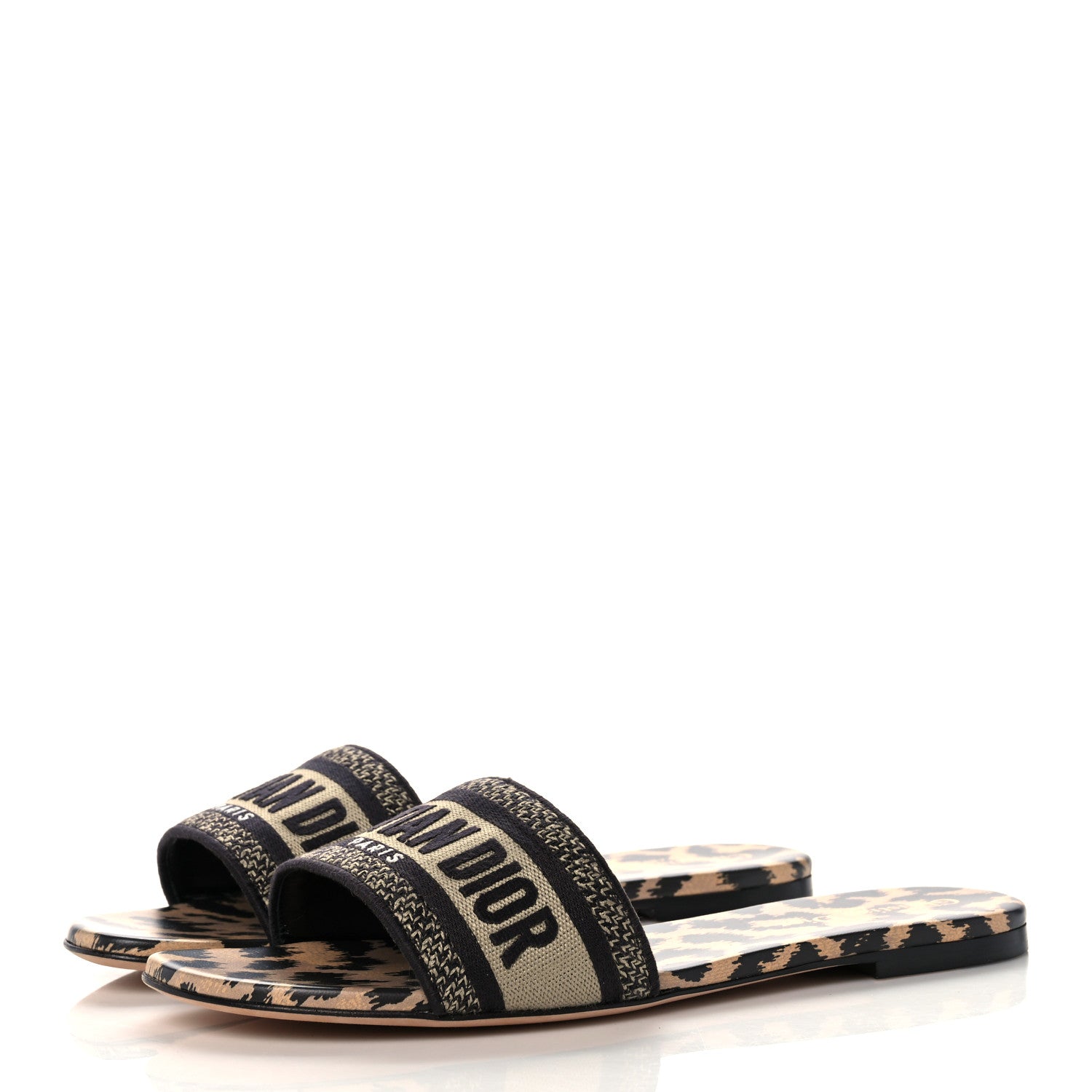 Christian Dior Canvas Mizza Embroidered Dway Mules Slide Sandals 41 Beige Multicolor 3 of 8