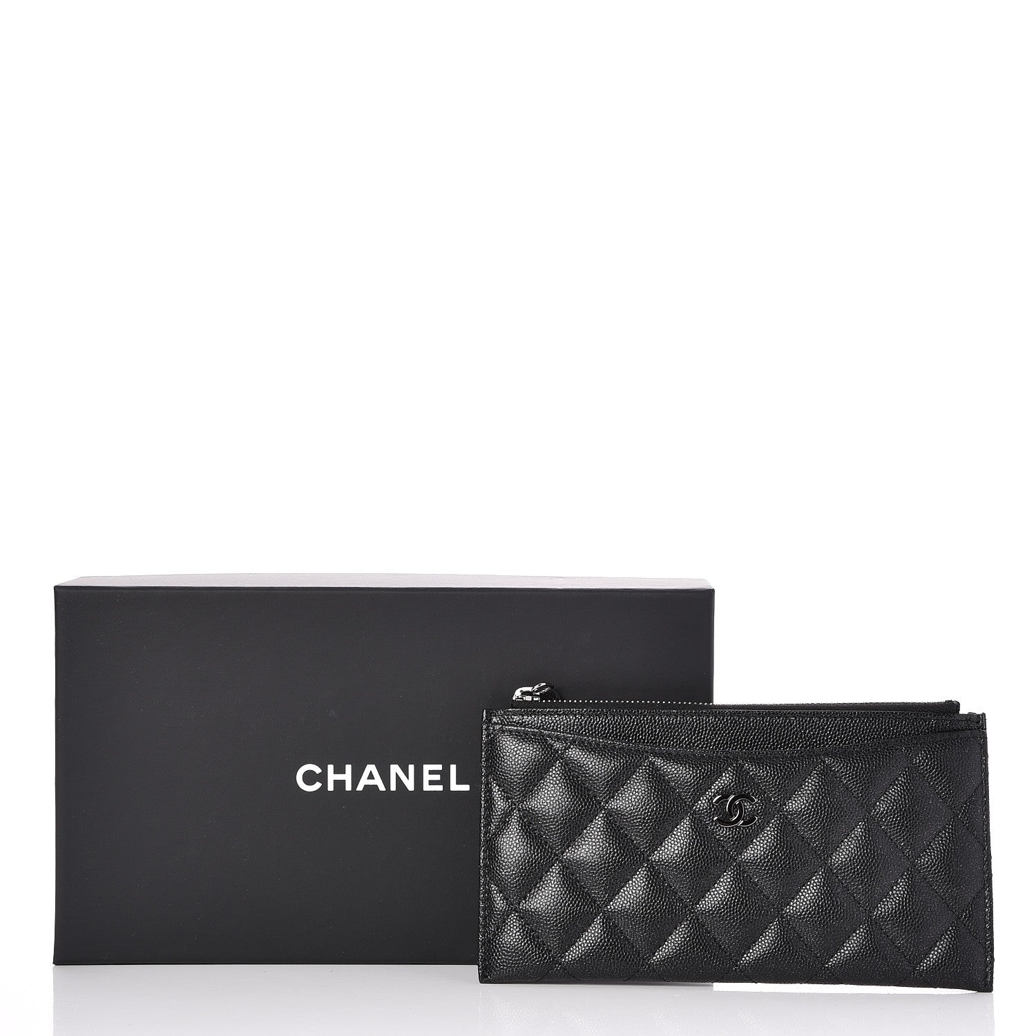 Chanel Iridescent Caviar Quilted Classic Zip Pouch Black 7 of 8