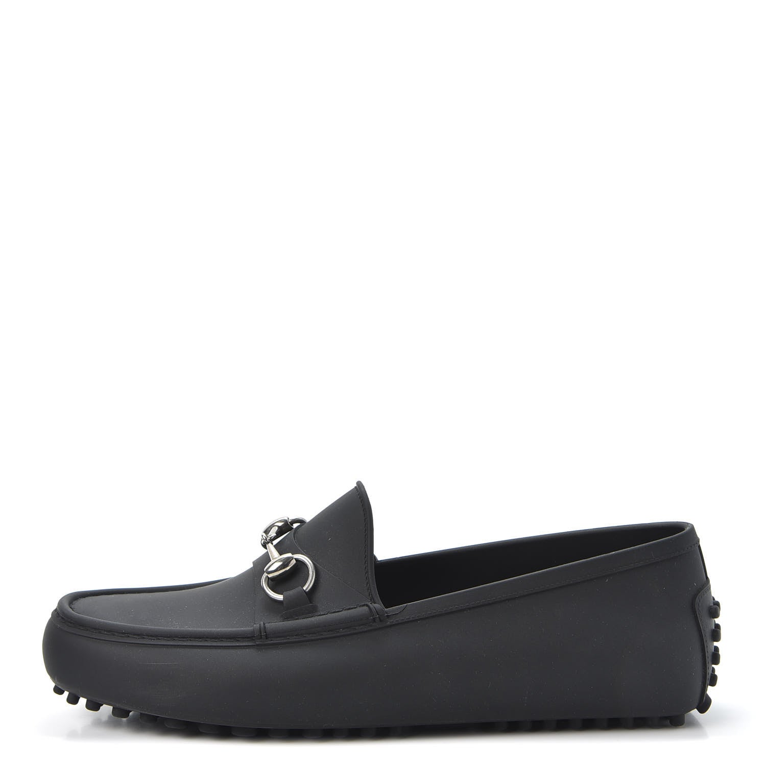 Gucci Rubber Mens Horsebit Driver Loafers 7 Black 1 of 9