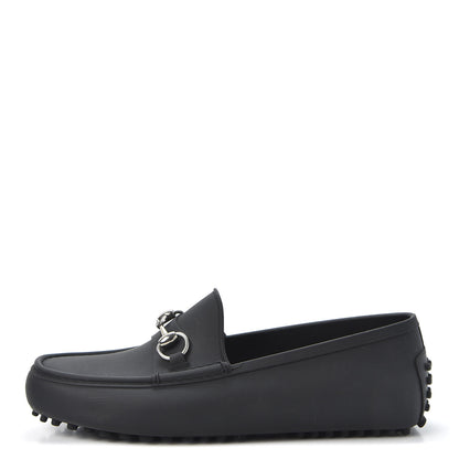 Gucci Rubber Mens Horsebit Driver Loafers 7 Black 1 of 9