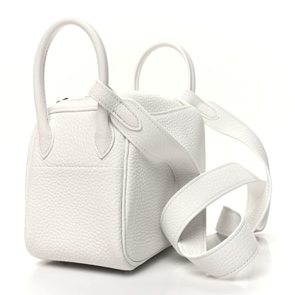 Hermes Taurillon Clemence Mini Lindy 20 New White 2 of 10