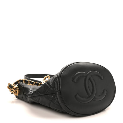 Chanel Calfskin Quilted Small CC Chain Bucket Black 4 of 10