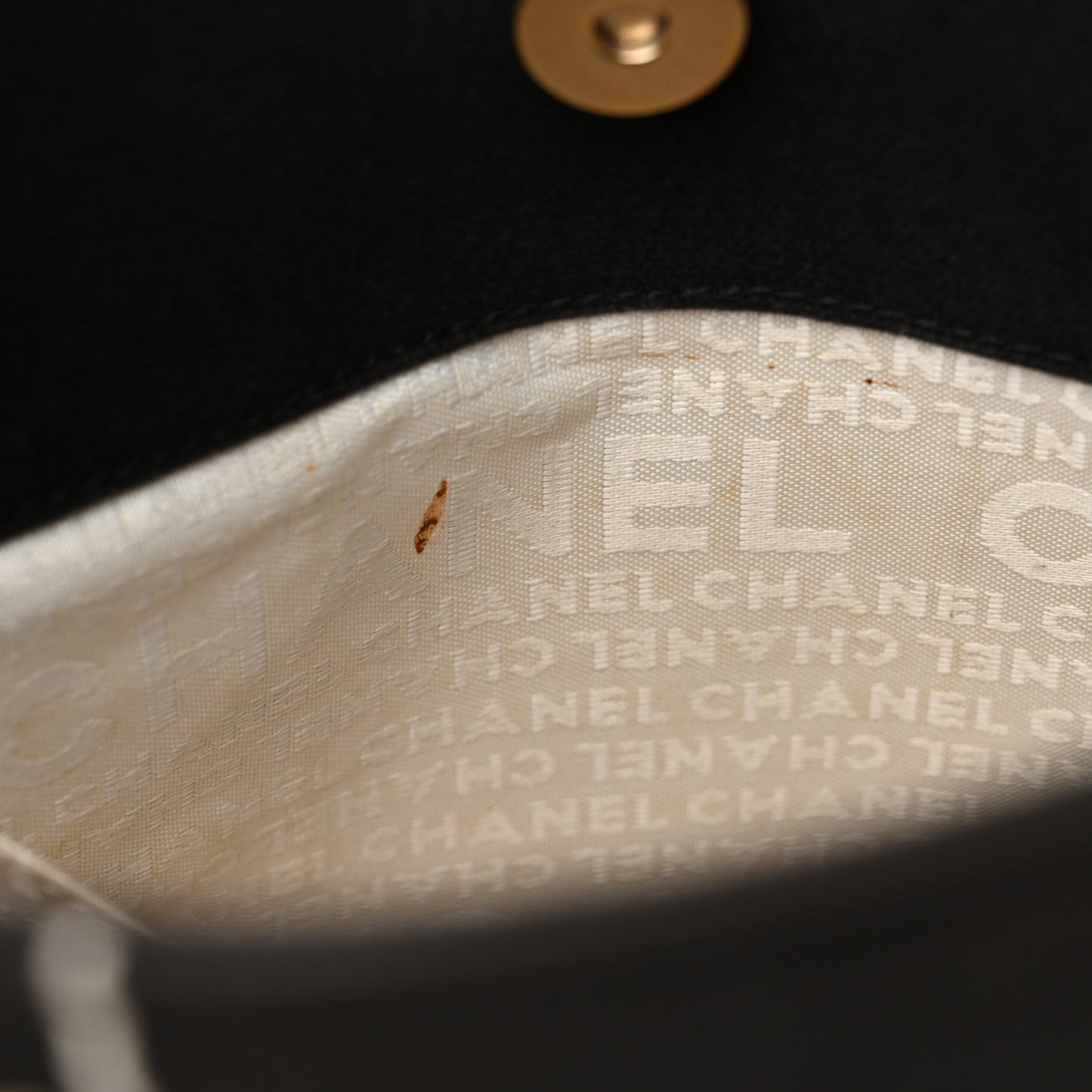 Canvas Square Stitched CC Small Tote Bag Black