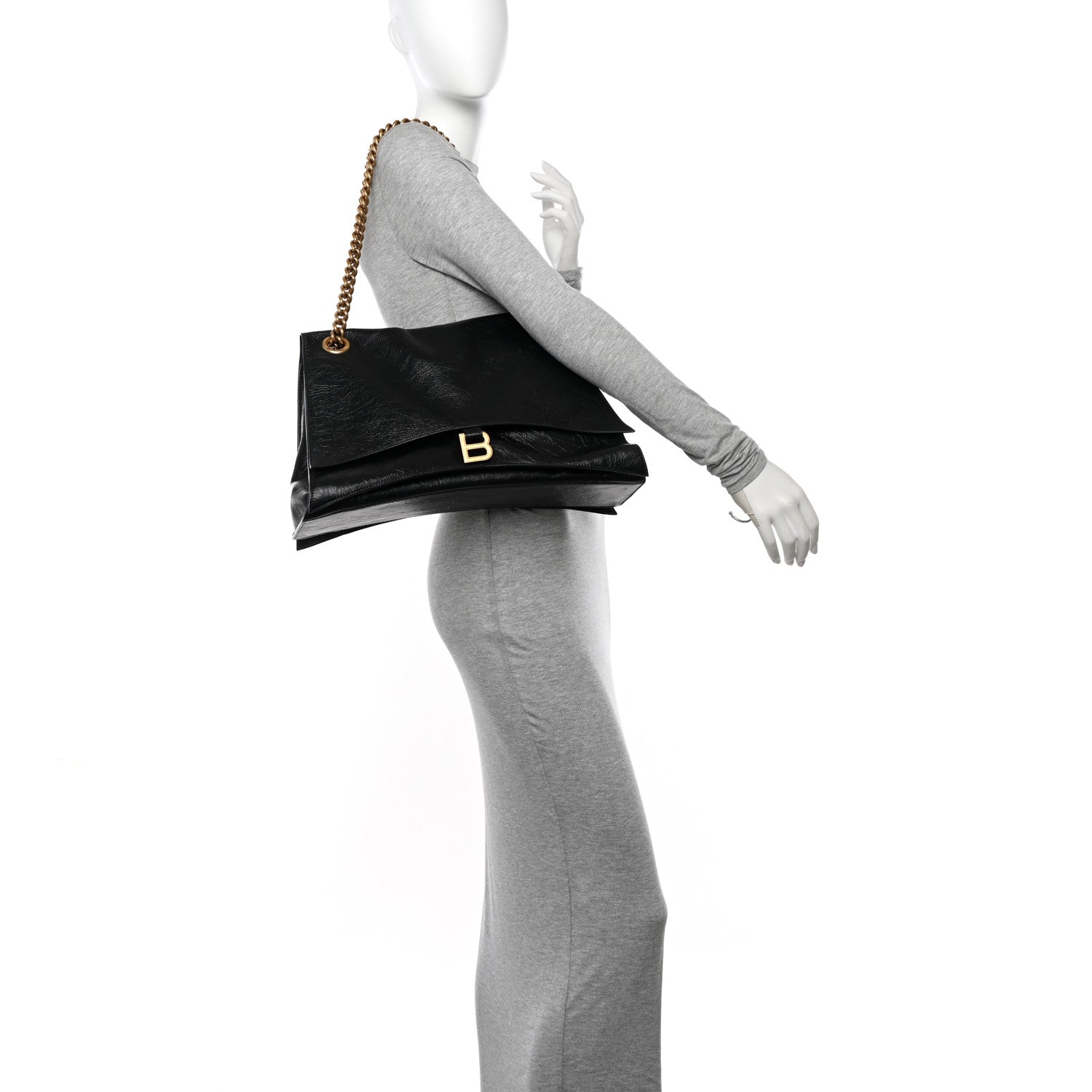 Balenciaga Crushed Calfskin Large Crush Chain Bag Black 2 of 10