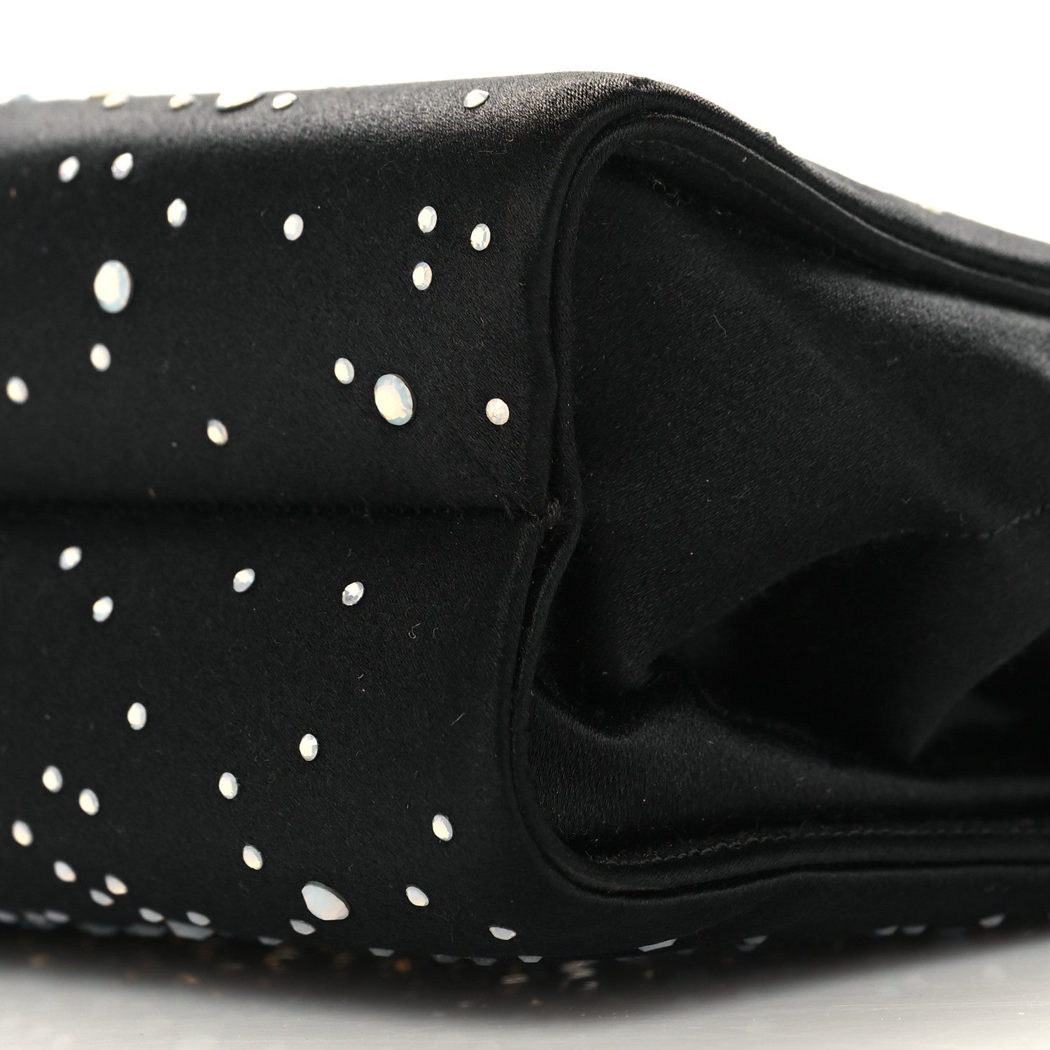Judith Leiber Crystal Trim Satin Evening Bag Clutch Black 7 of 13