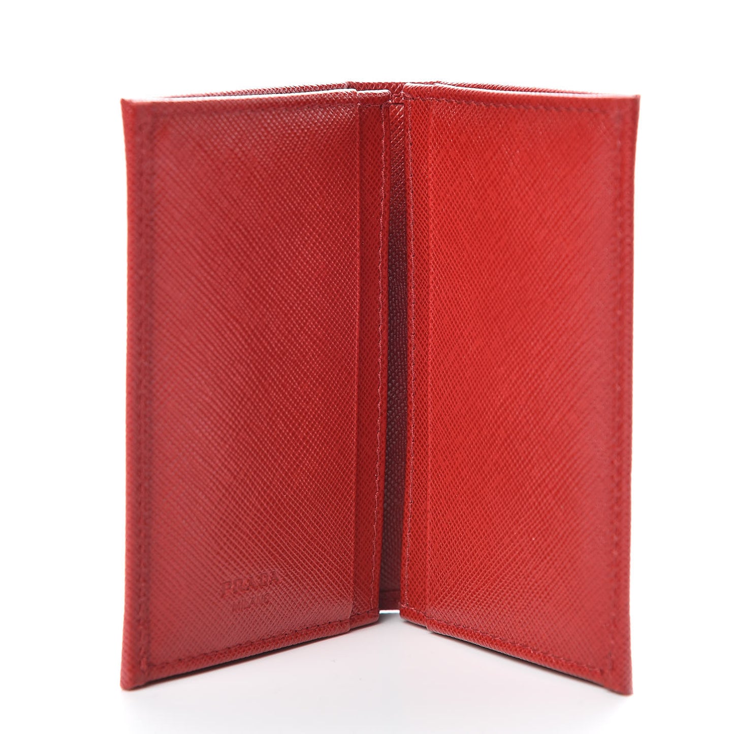 Saffiano Metal Bi-Fold Card Holder Wallet Fuoco