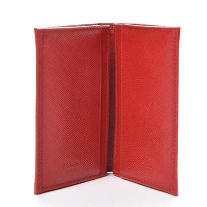 Prada Saffiano Metal Bi-Fold Card Holder Wallet Fuoco 5 of 9