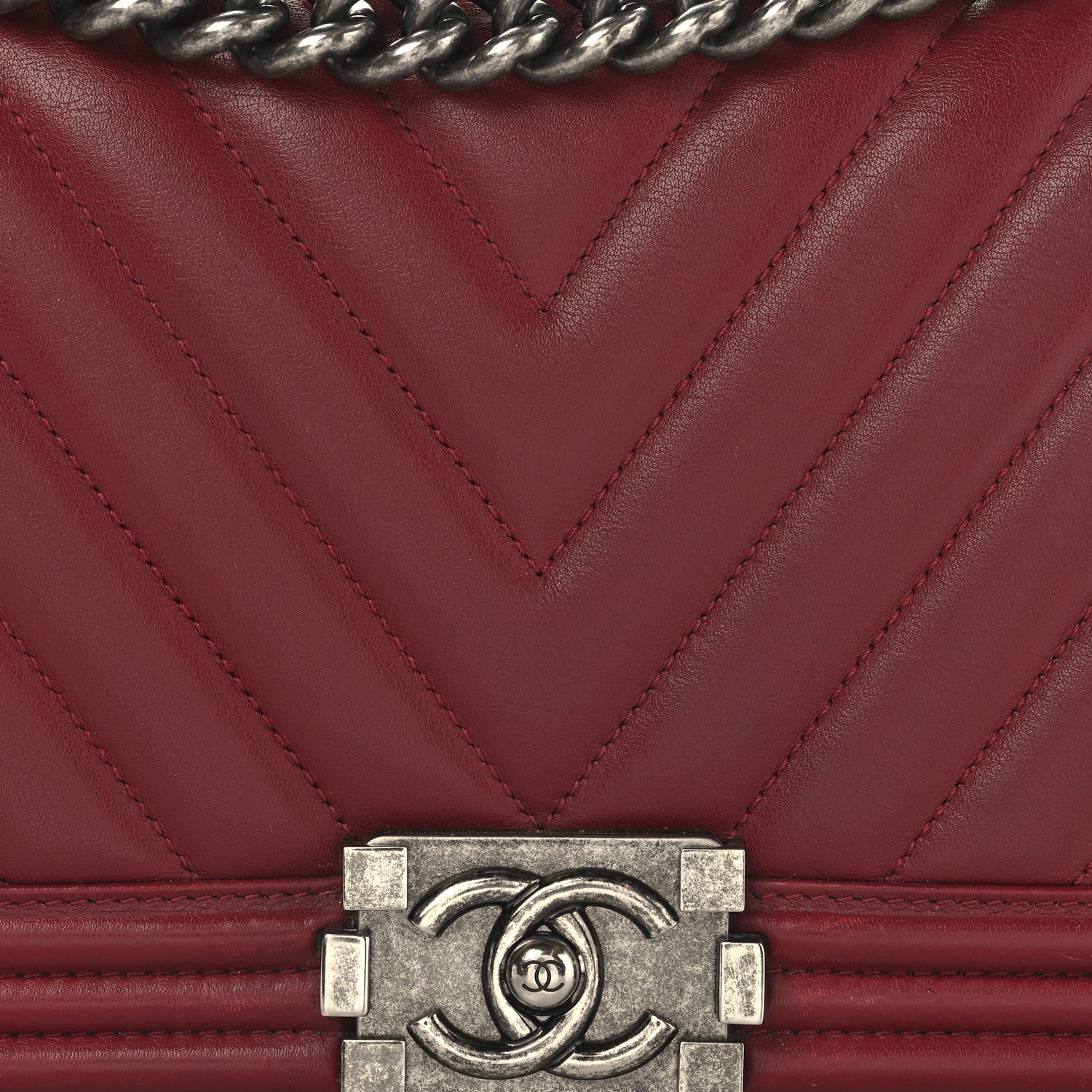 Chanel Calfskin Chevron Quilted Medium Boy Flap Red 8 of 13