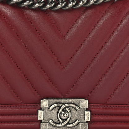 Chanel Calfskin Chevron Quilted Medium Boy Flap Red 8 of 13