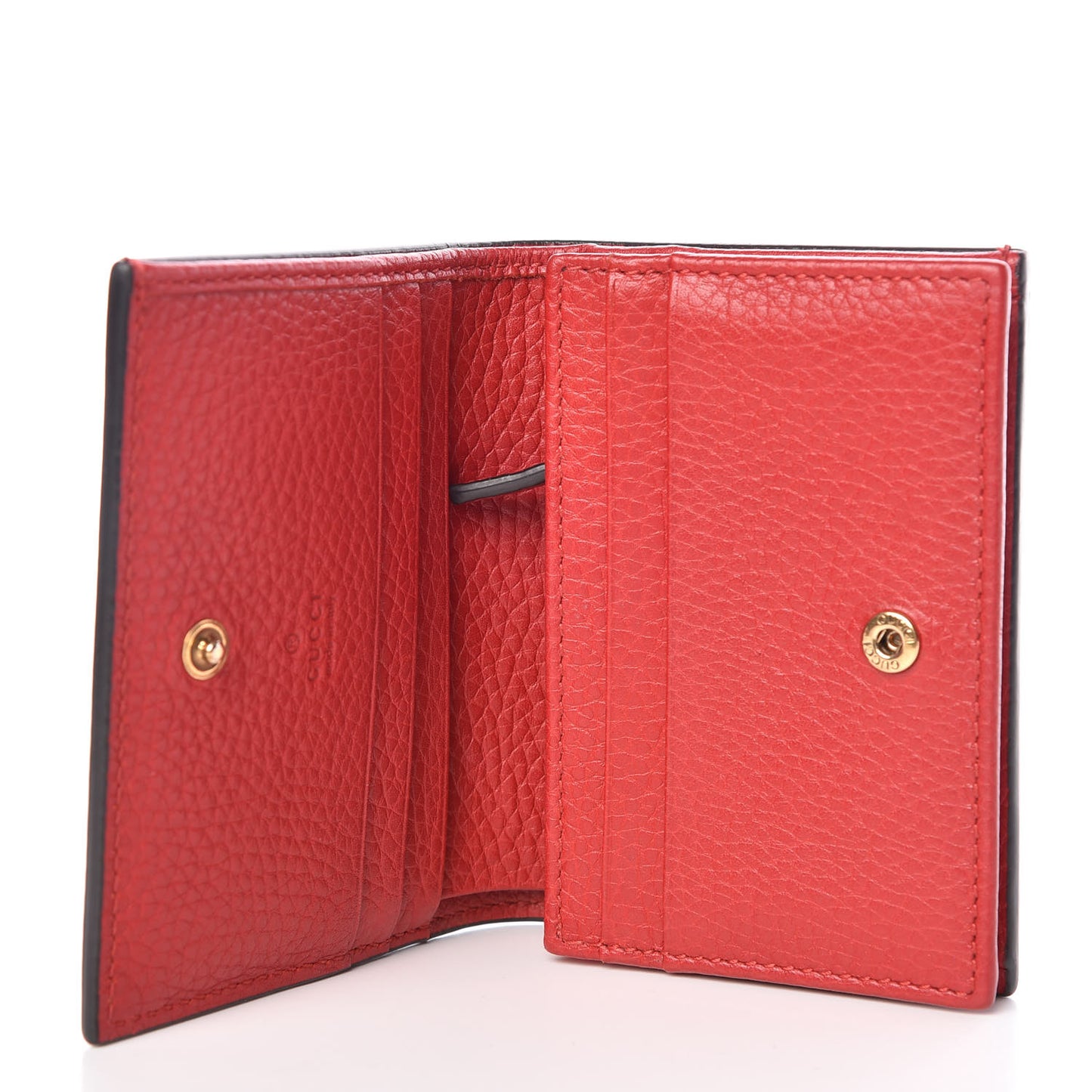 Pebbled Calfskin Animalier Card Case Red