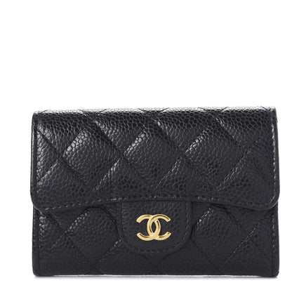 Chanel Caviar Quilted Flap Card Holder Wallet Black 1 of 9