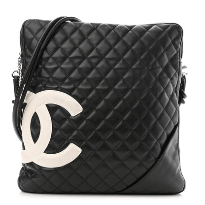 Chanel Calfskin Quilted Large Cambon Messenger Black White 1 of 12