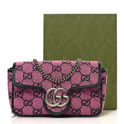 Gucci Monogram Multicolor Matelasse Diagonal Super Mini GG Marmont Shoulder Bag Pink Blue 10 of 10