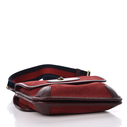 Gucci Suede Web Small Neo Vintage Double Flap Messenger Bag Romantic Cherry Chardonnay 3 of 16