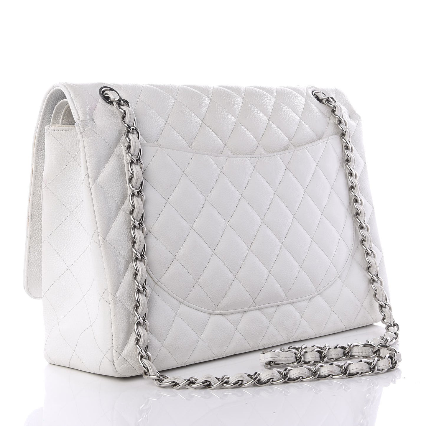 Caviar Quilted Maxi Double Flap White
