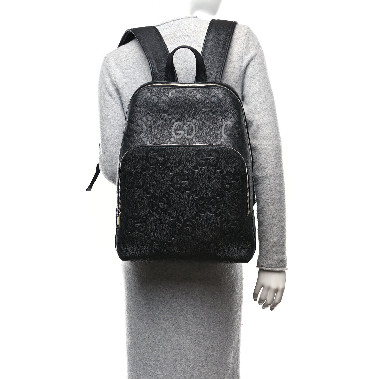 Gucci Calfskin Jumbo GG Embossed Large Backpack Black 2 of 10