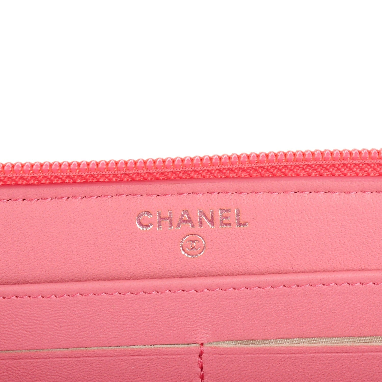 Chanel Lambskin Camellia Embossed Zip Around Large Gusset Wallet Pink 6 of 8
