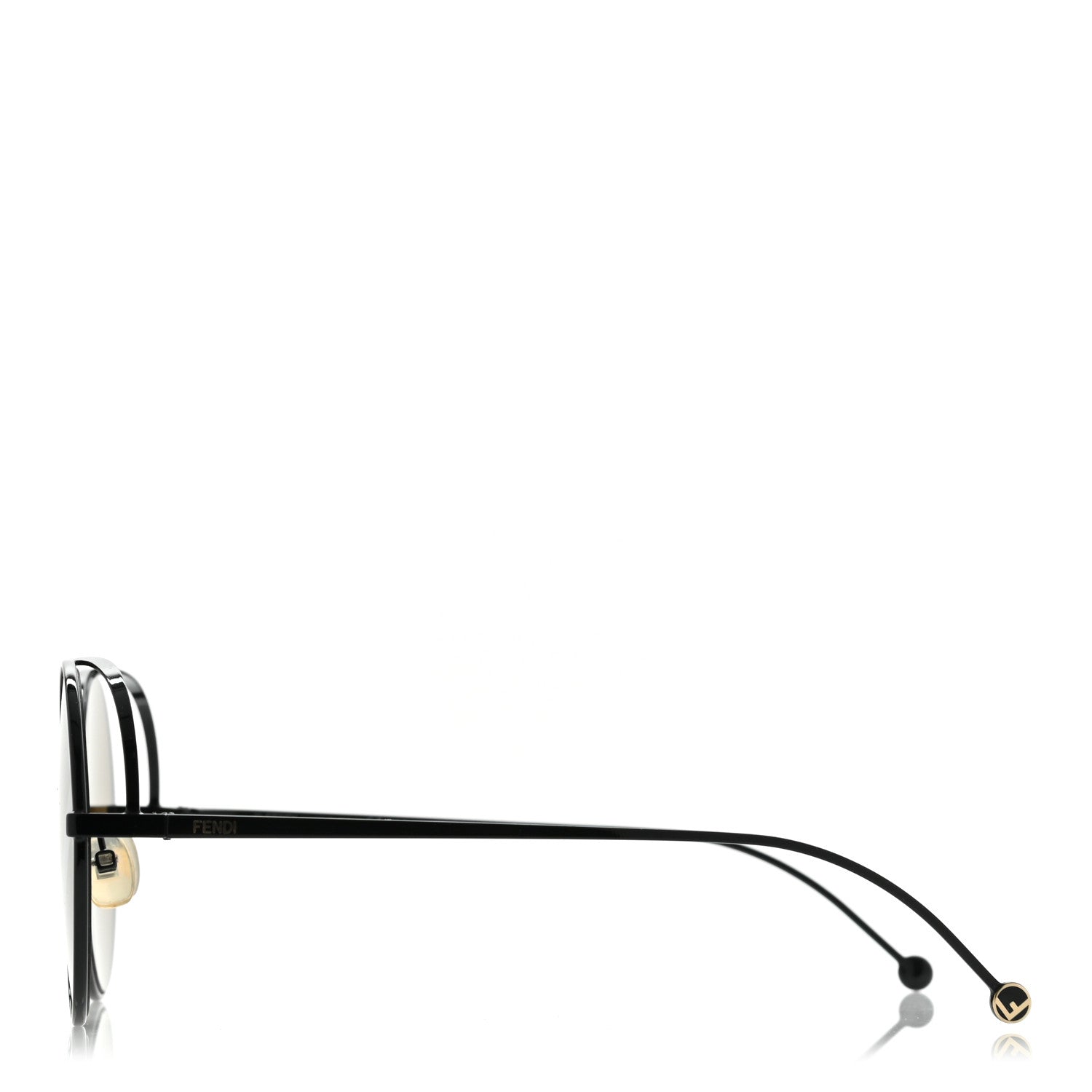 Fendi Metal F is Fendi Printed Run Away Round Frame Sunglasses FF 0343/S Black 3 of 7