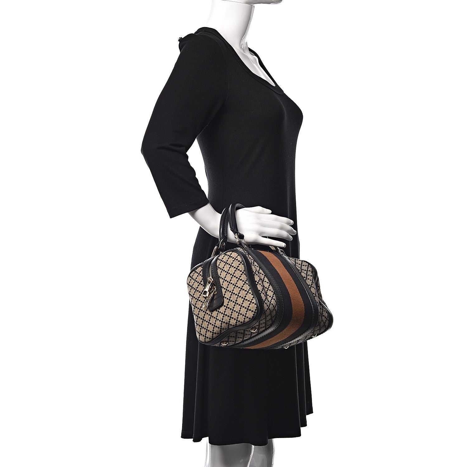 Gucci Diamante Vintage Web Small Boston Black 2 of 12