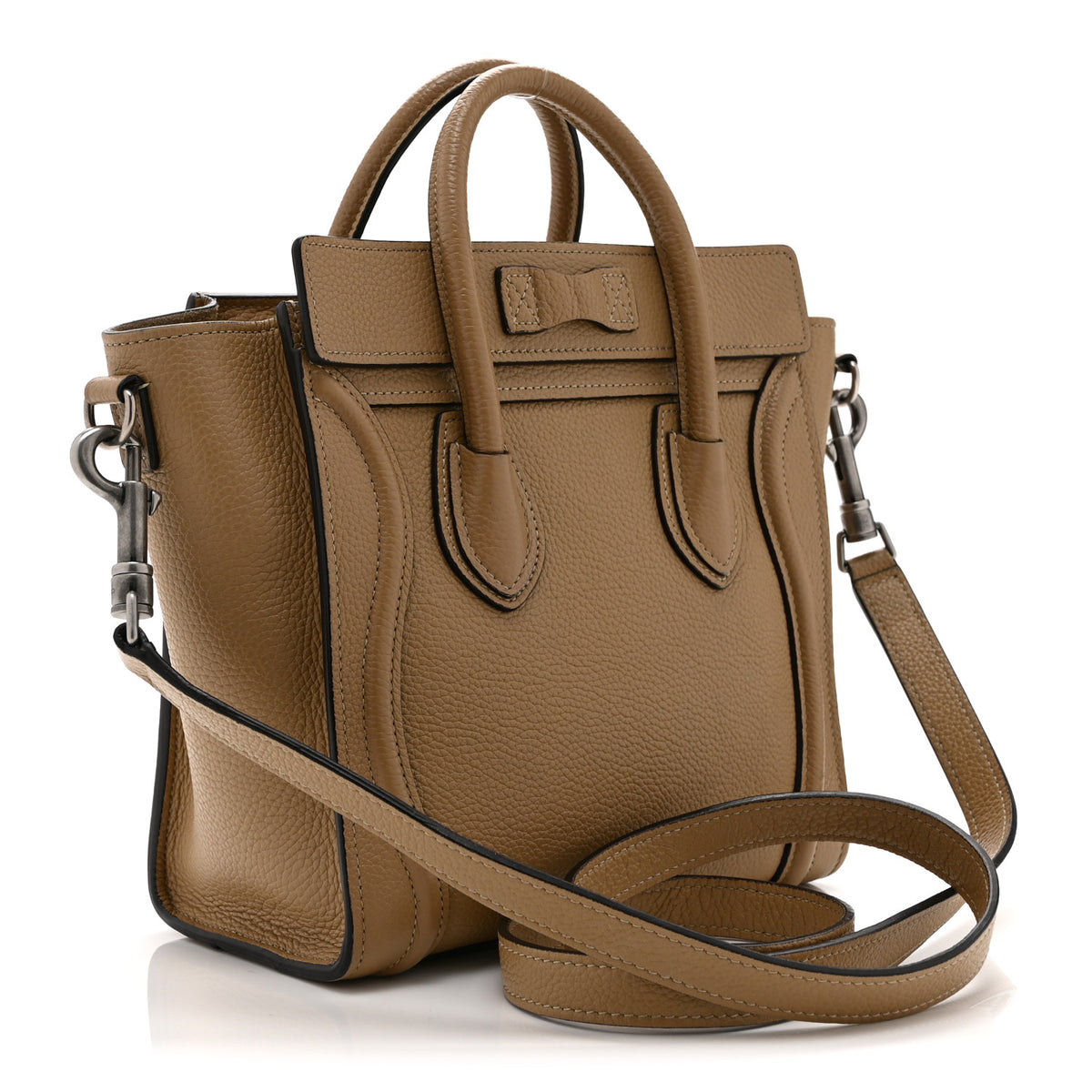 Celine Drummed Calfskin Nano Luggage Dune 3 of 11