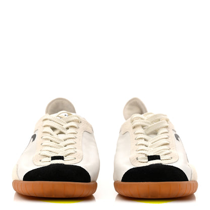 Chanel Calfskin Embossed Suede Sneakers 38 White Black 3 of 10