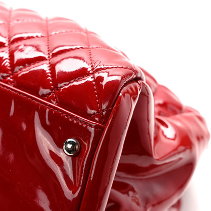 Chanel Patent Quilted Maxi Just Mademoiselle Bowling Bag Red 11 of 13