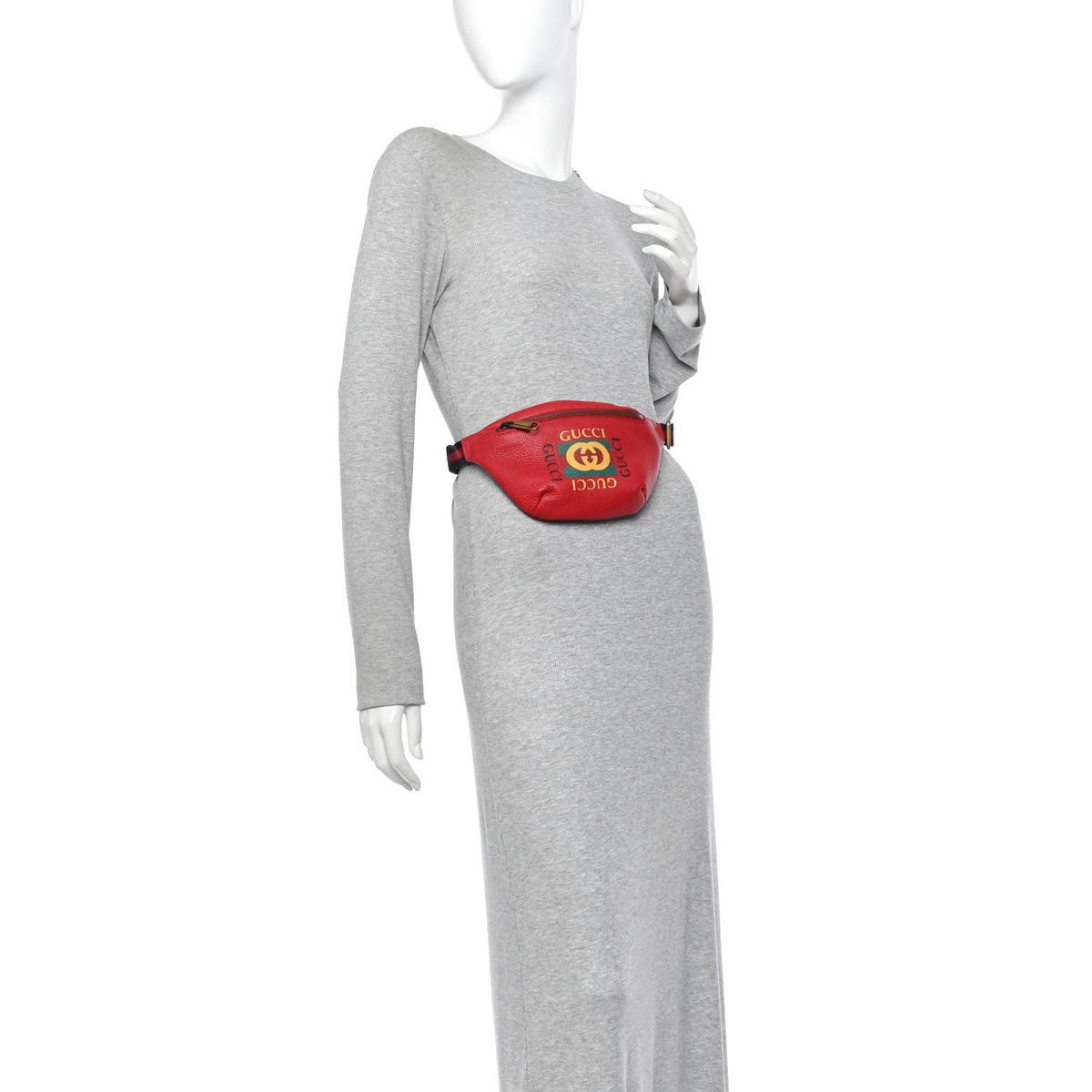 Gucci Grained Calfskin Small Logo Belt Bag Hibiscus Red 2 of 10
