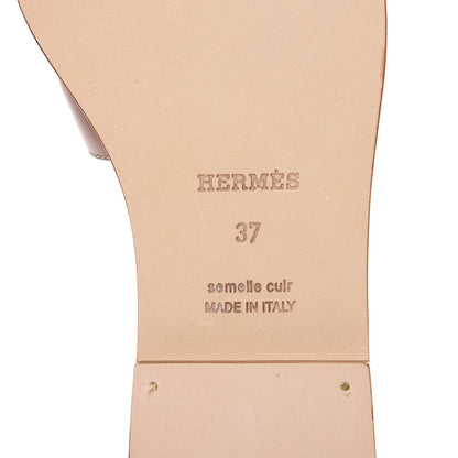 Hermes Box Calfskin Oran Sandals 37 Gold 7 of 9