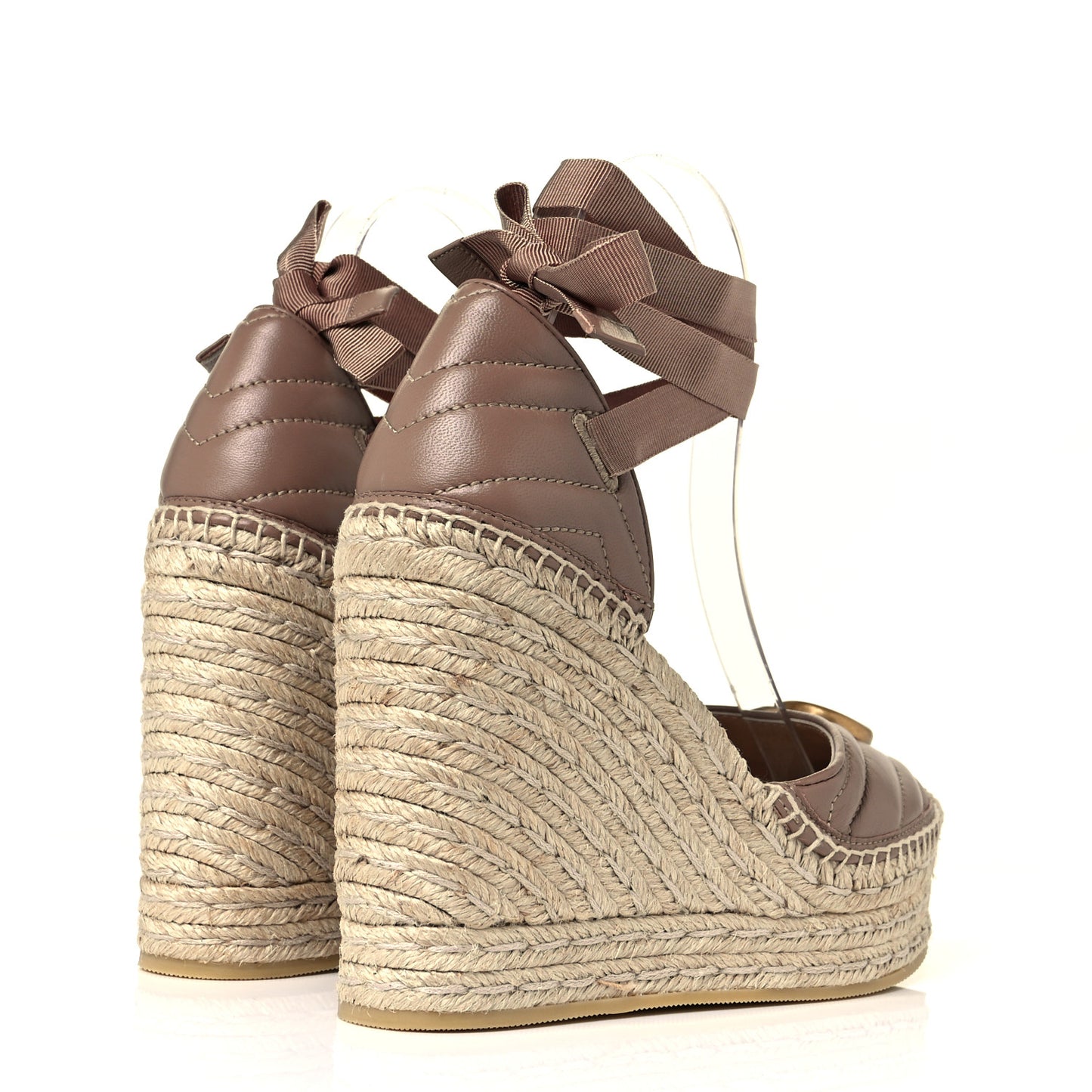 Nappa Matelasse GG Marmont Ankle Wrap Platform 35/120mm Espadrille Wedges 38 Porcelain Rose