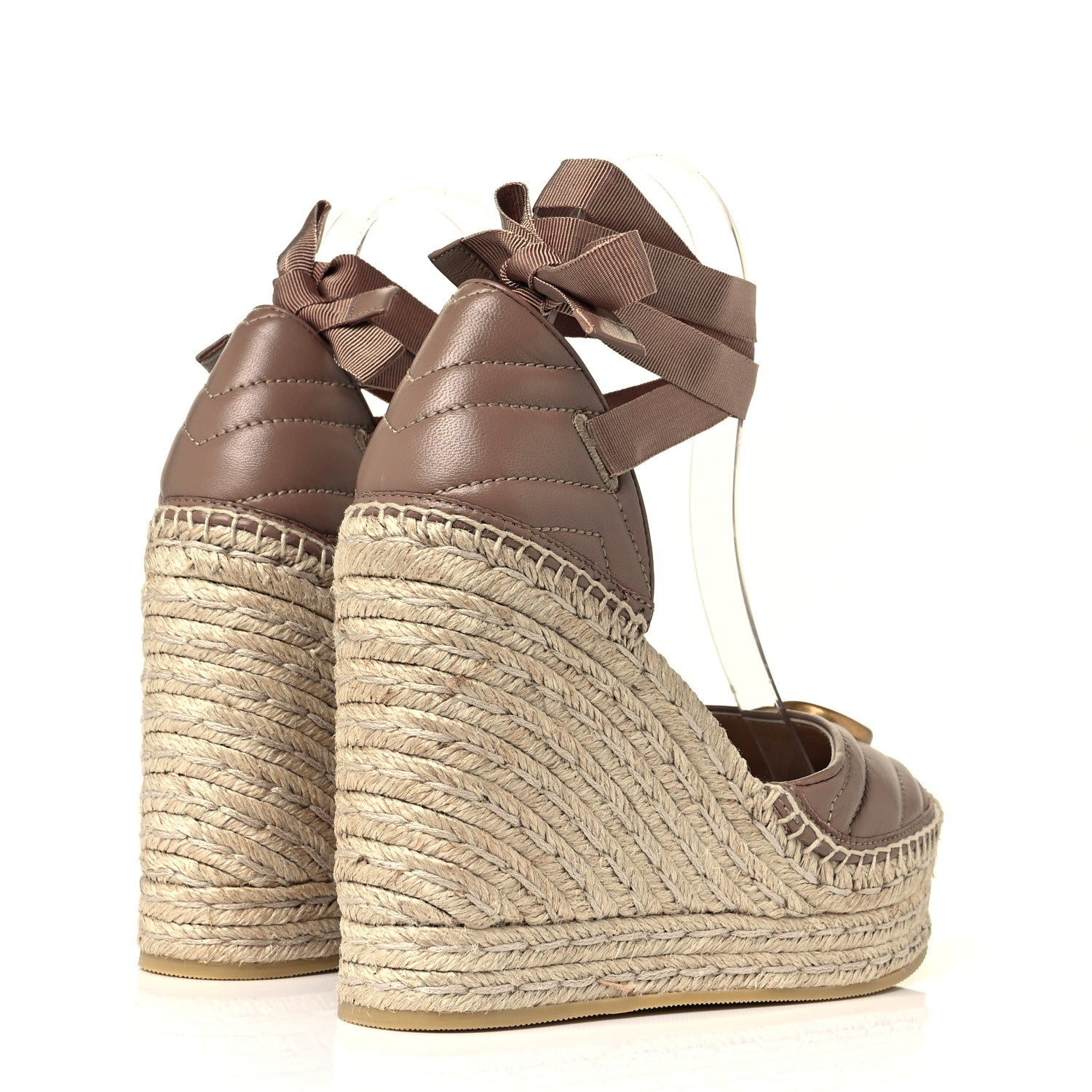 Gucci Nappa Matelasse GG Marmont Ankle Wrap Platform 35/120mm Espadrille Wedges 38 Porcelain Rose 4 of 10