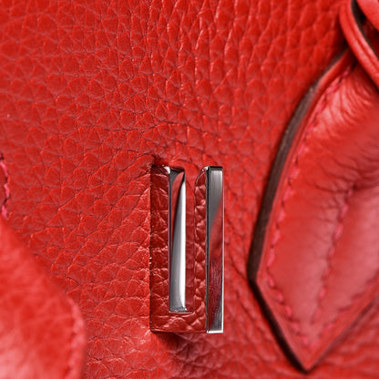 Hermes Taurillon Clemence Birkin 30 Rouge Casaque 26 of 33