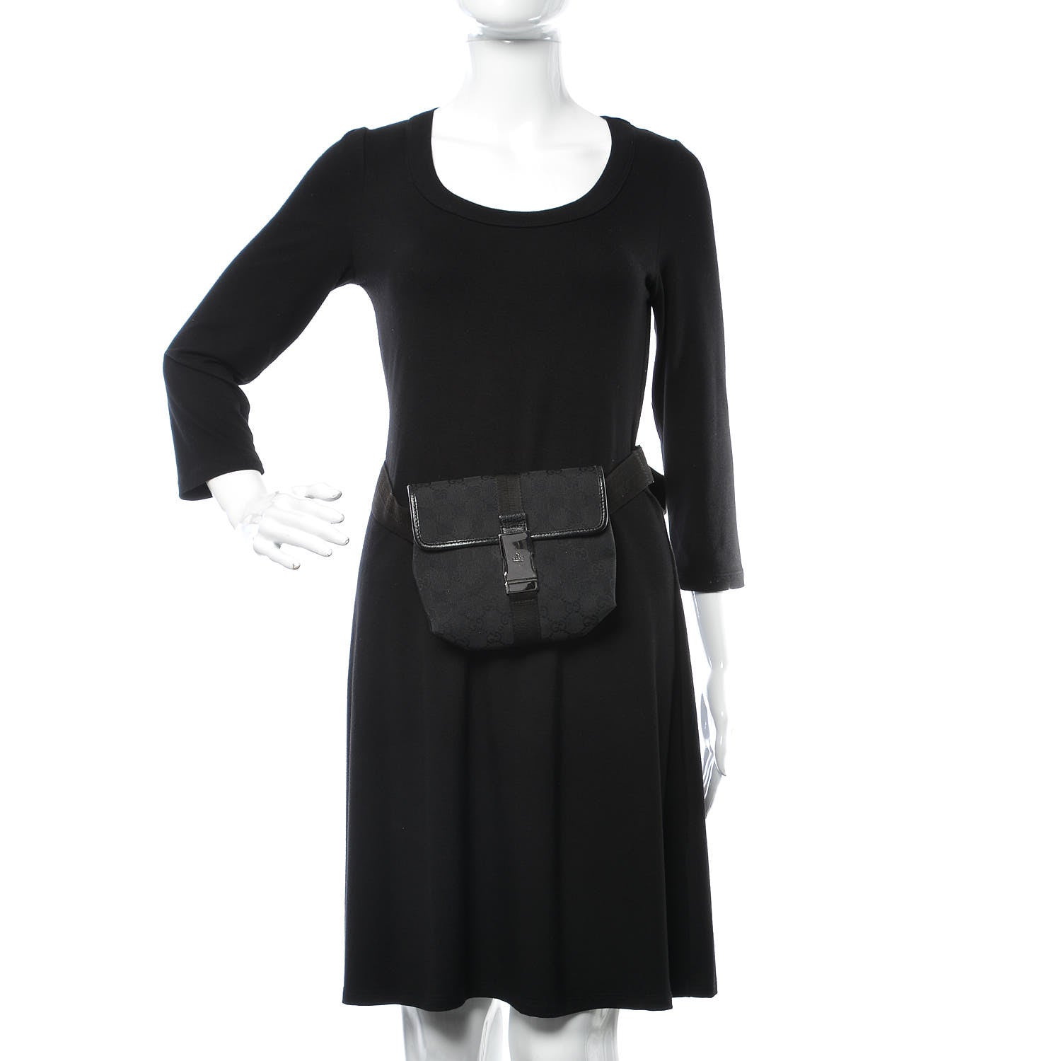 Gucci GG Monogram Web Buckle Belt Bag Black 2 of 9