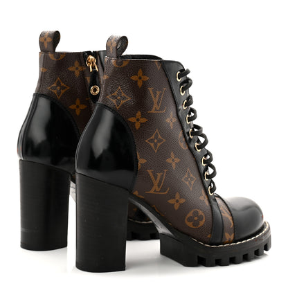 Louis Vuitton Patent Calfskin Monogram Star Trail Ankle Boots 37.5 Black 5 of 9