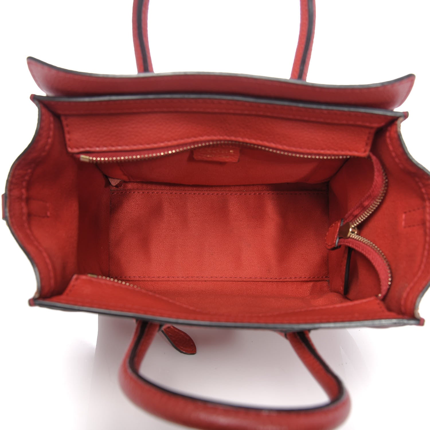 Celine Drummed Calfskin Nano Luggage Coquelicot 5 of 12