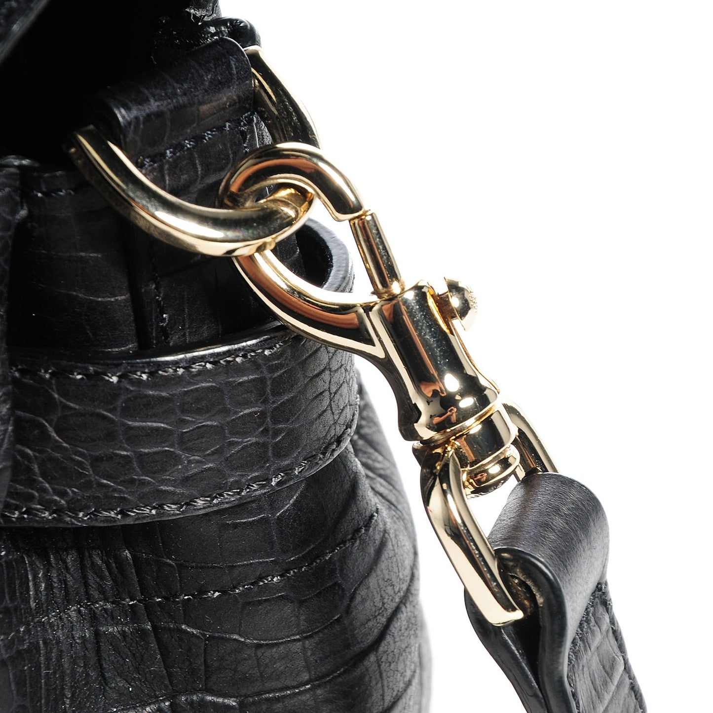 Mini Croc Print Small Bayswater Satchel Black