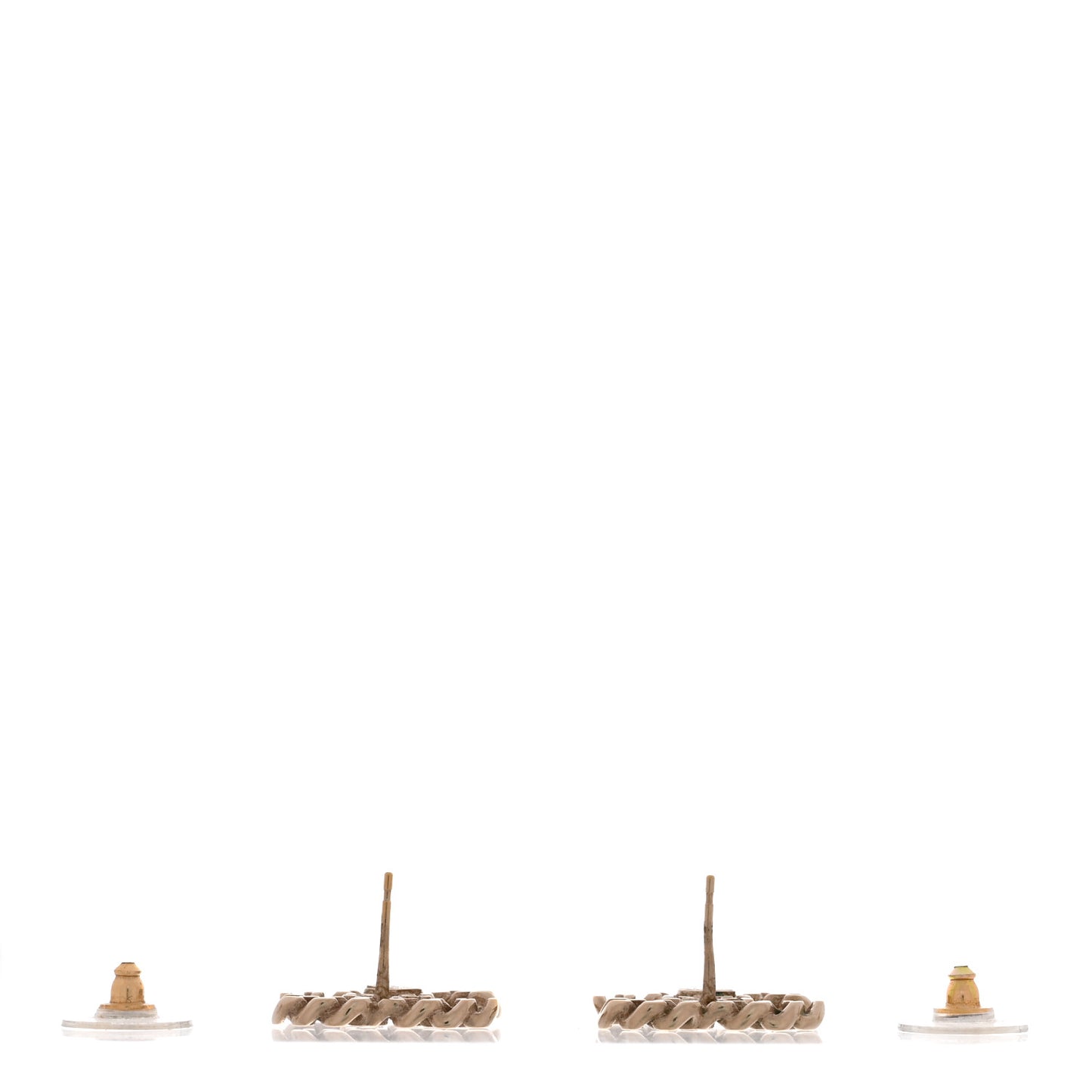 Metal Chain Link CC Earrings Gold