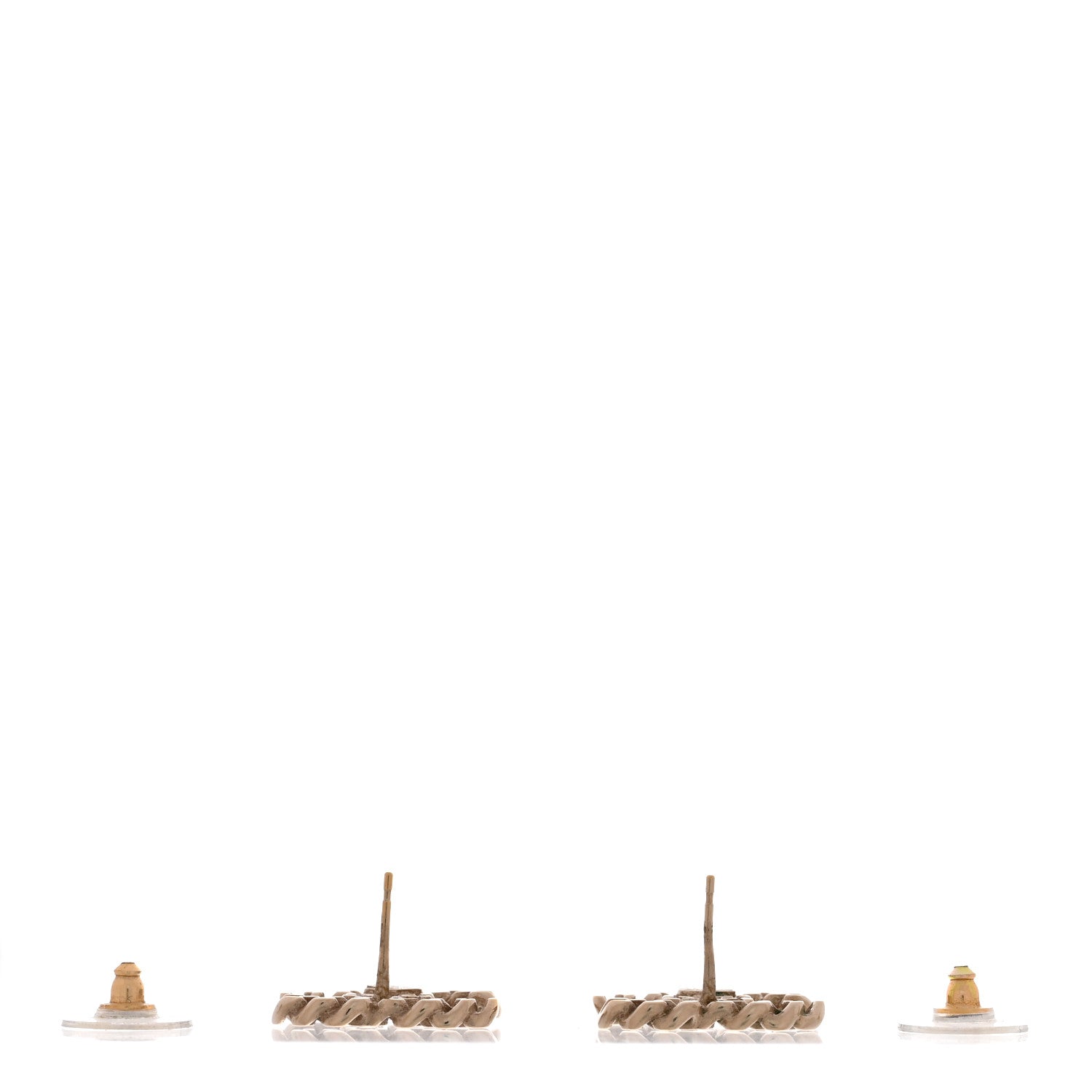 Chanel Metal Chain Link CC Earrings Gold 3 of 6
