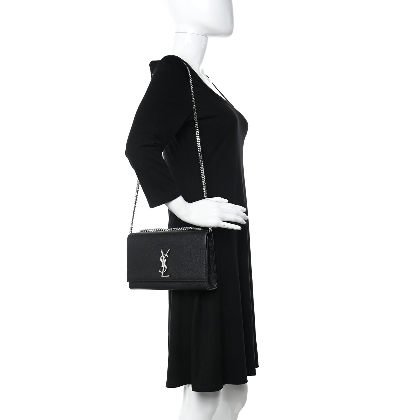 Grain De Poudre Medium Classic Monogram Kate Satchel Black