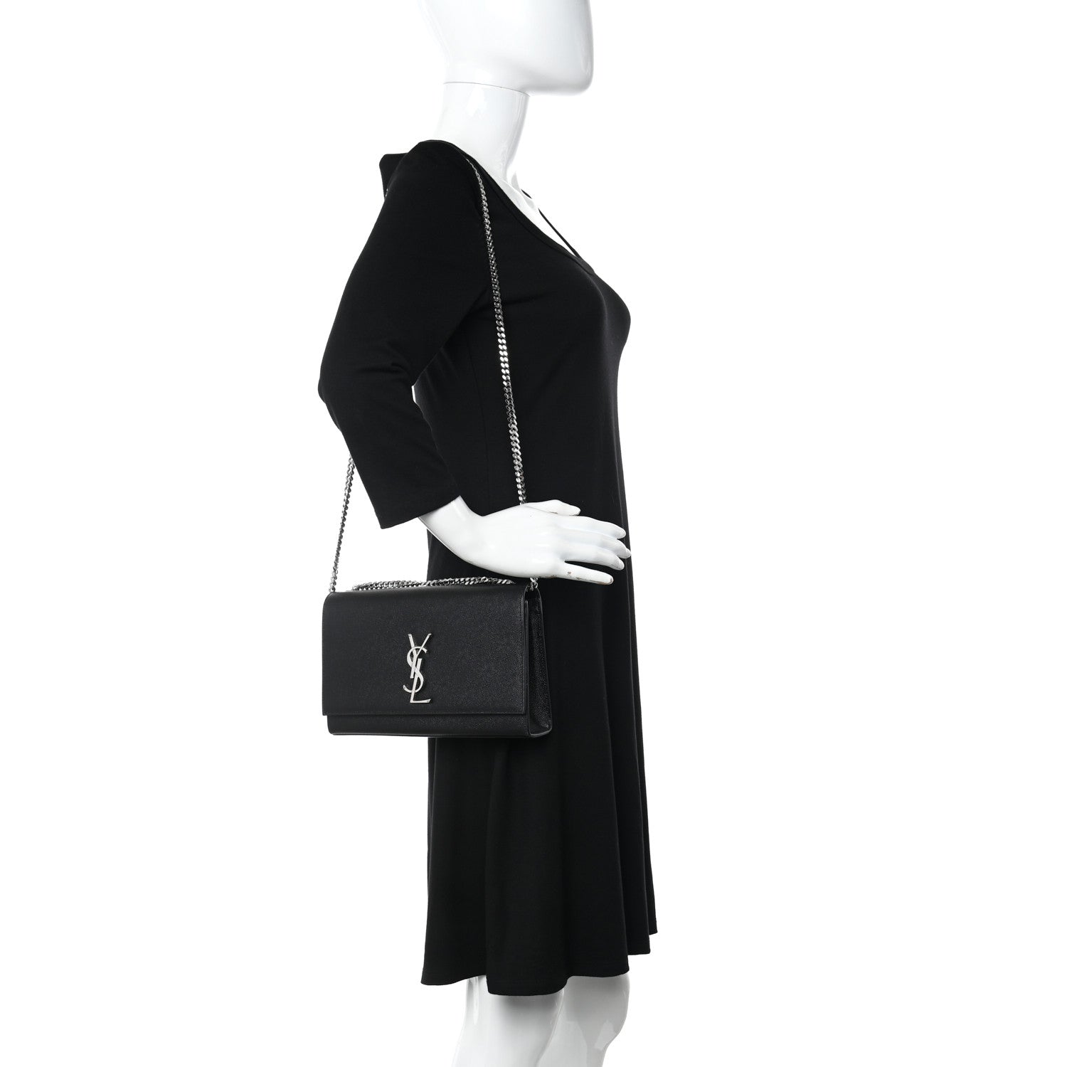 Saint Laurent Grain De Poudre Medium Classic Monogram Kate Satchel Black 2 of 12