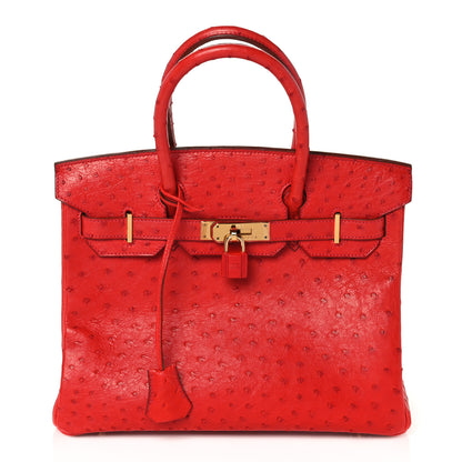 Hermes Ostrich Birkin 30 Rouge Vif 1 of 33