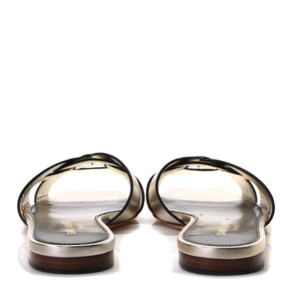 Saint Laurent Metallic Calfskin Nu Pied 05 Slide Sandals 35 Platino 5 of 9