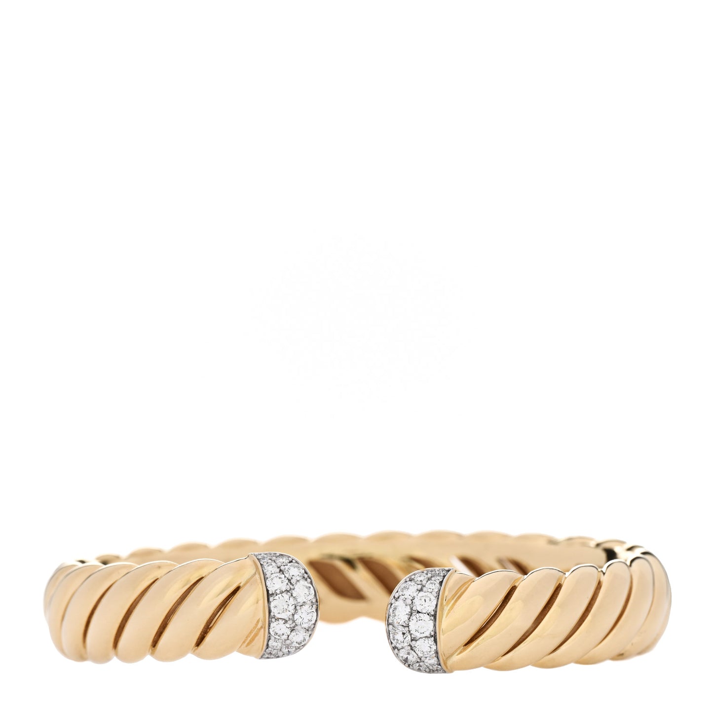 18K Yellow Gold Diamond 10mm Sculpted Cable Cuff Bracelet