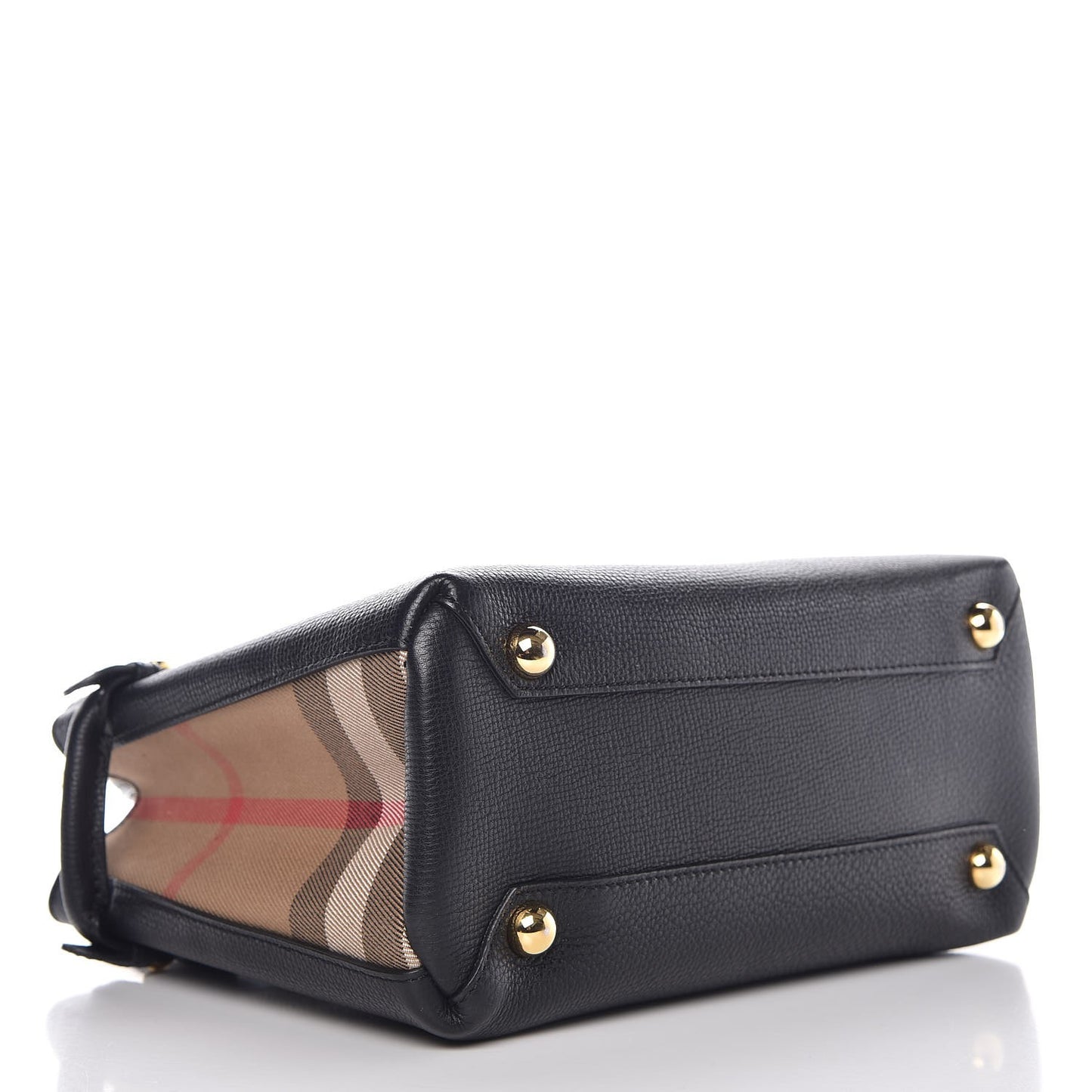 Grainy Calfskin House Check Small Banner Tote Black