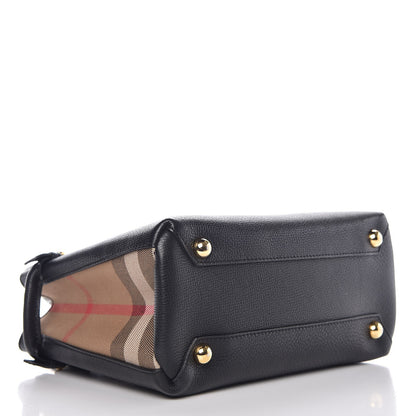 Burberry Grainy Calfskin House Check Small Banner Tote Black 4 of 10