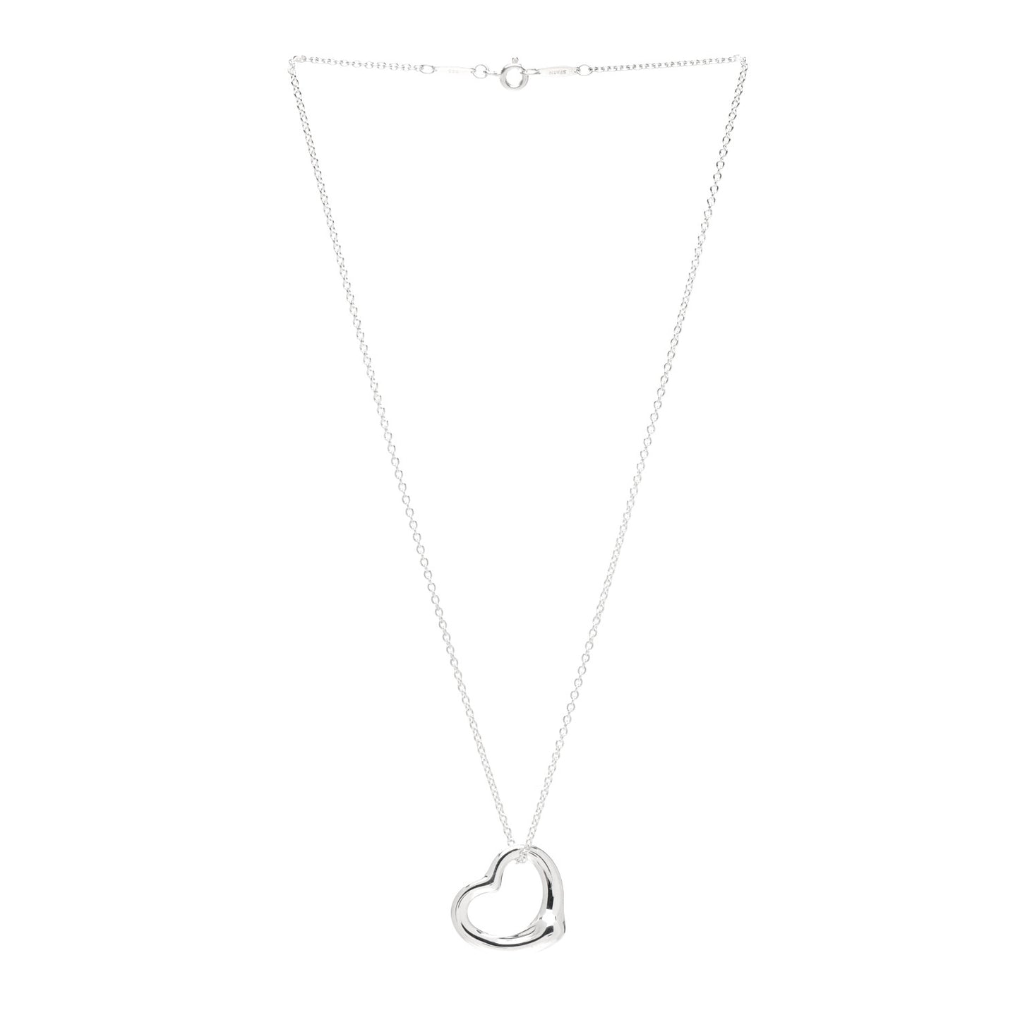 Sterling Silver 22mm Elsa Peretti Open Heart Pendant Necklace