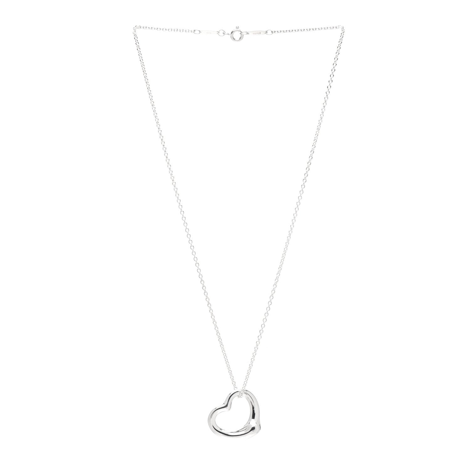 Tiffany Sterling Silver 22mm Elsa Peretti Open Heart Pendant Necklace 3 of 4