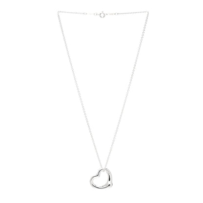 Tiffany Sterling Silver 22mm Elsa Peretti Open Heart Pendant Necklace 3 of 4