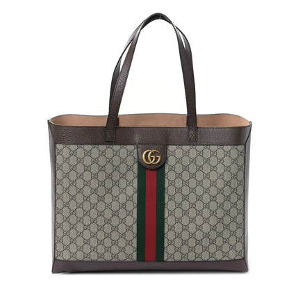 Gucci GG Supreme Monogram Web Ophidia Tote Brown 1 of 10