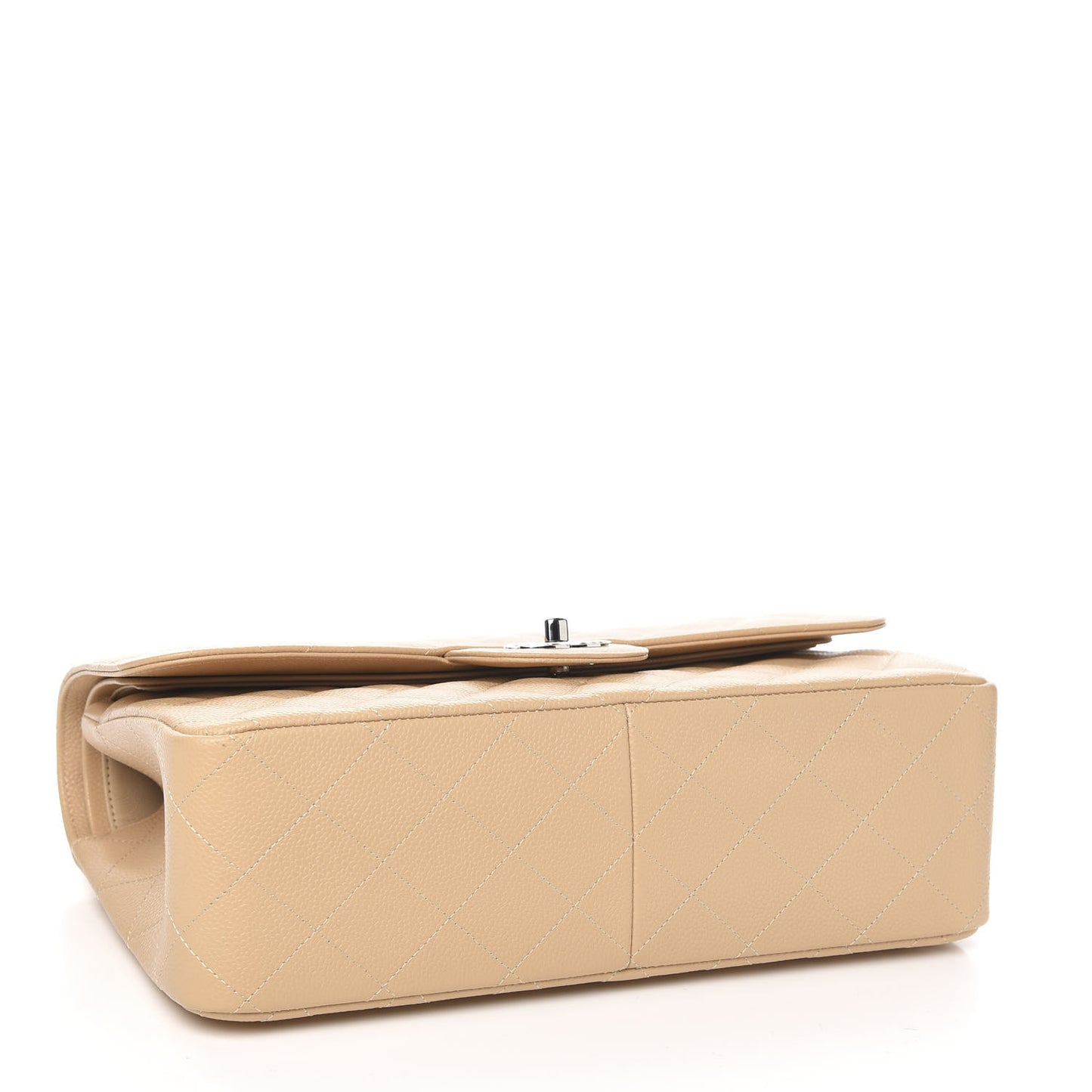 Caviar Quilted Jumbo Double Flap Beige Clair